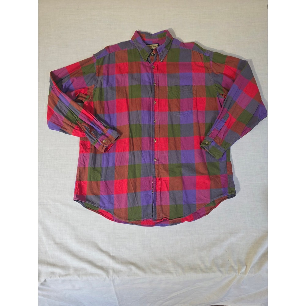 Ruff‎ Hewn Button Down Shirt Plaid Buffalo Check XL Multicolor USA Vintage 90s